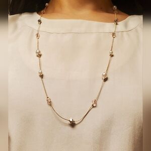 Elegant Gold, Crystal, and Pearl Necklace